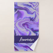 Blauw en Paars Elegant Marble Abstract op maat Badhanddoek (Badhanddoek)