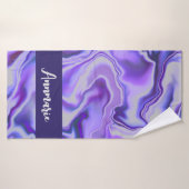 Blauw en Paars Elegant Marble Abstract op maat Badhanddoek (Badhanddoek)