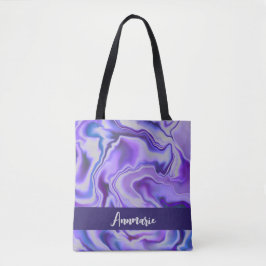 Blauw en Paars Elegant Marble Abstract op maat Tote Bag