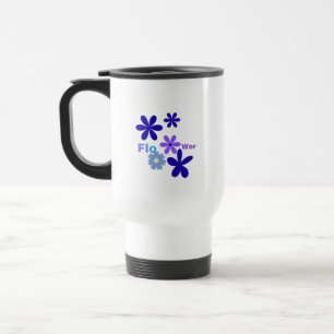 Blauw en Paars Elegante Bloem Minimalistische Mok
