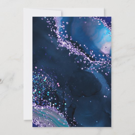Blauw en Paars faux Glitter Agate Birthday Kaart (Achterkant)