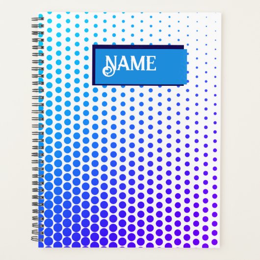 blauw en paars gestippeld streeppatroon planner (Voorkant)