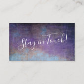 Blauw en Paars getextureerd grunge "We hebben ons  Informatiekaartje (Achterkant)