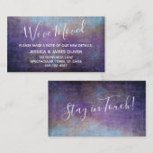 Blauw en Paars getextureerd grunge "We hebben ons  Informatiekaartje (Voorkant / Achterkant)