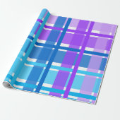 Blauw en Paars Gingham Pset Cadeaupapier (Uitgerold)