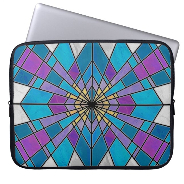 Blauw en Paars glas Laptop Sleeve (Voorkant)