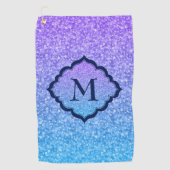 Blauw en Paars glitter Golfhanddoek (Voorkant)