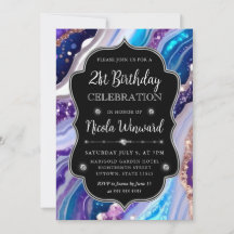Blauw en Paars Glitter Marmer Agaat 21e Verjaardag