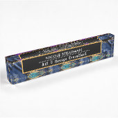 Blauw en Paars glitter Peacock Agate Naambordje
