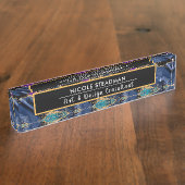 Blauw en Paars glitter Peacock Agate Naambordje (Zijkant)