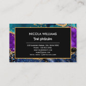 Blauw en Paars glitter Peacock Agate Visitekaartje (Achterkant)