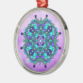 Blauw en Paars kerstkeramisch Ornament Mandala (Links)