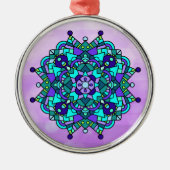 Blauw en Paars kerstkeramisch Ornament Mandala (Voorkant)