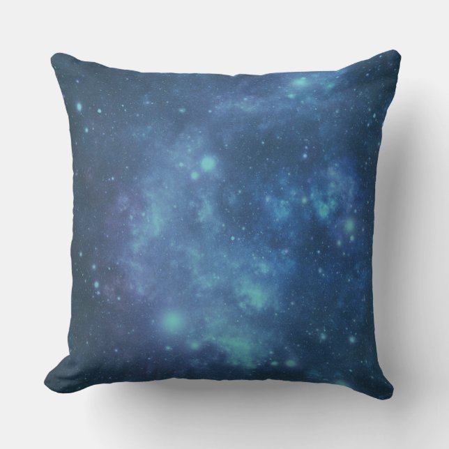 Blauw en Paars Kosmisch Ruimtebeeld Kussen (Voorkant)