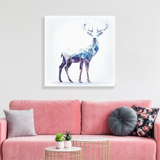 Blauw en Paars laagpolige geometrische dieper Canvas Afdruk (Insitu (Woonkamer))