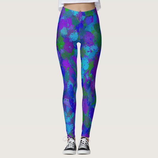 Blauw en Paars Leggings (Voorkant)