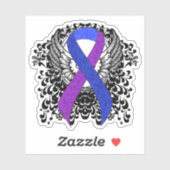 Blauw en Paars lint met vleugels Sticker (Vel)