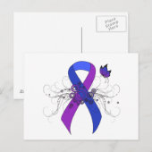 Blauw en Paars lint met vlinder Briefkaart (Voorkant / Achterkant)