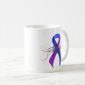Blauw en Paars lint met vlinder Koffiemok (Voorkant rechts)