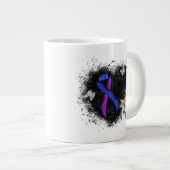 Blauw en Paars lintje Grote Koffiekop (Voorkant rechts)