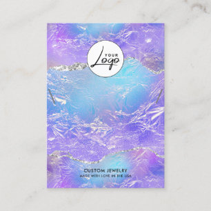 Blauw en Paars Logo Ketting Bracelet display Visitekaartje