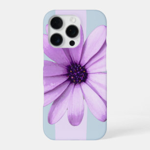 Blauw en paars madeliefjespatroon iPhone 16 pro hoesje