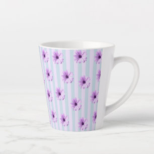 Blauw en paars madeliefjespatroon latte mok