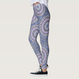 Blauw en Paars Mandala Geometrisch Cirkelpatroon Leggings