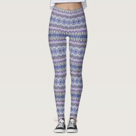 Blauw en Paars Mandala Geometrisch Cirkelpatroon Leggings