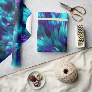 Blauw en paars namaak monster bont textuur cadeaupapier