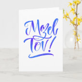 Blauw en Paars Ombre Mazel Tov! Wenskaart Kaart (Gele Bloem)