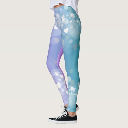 blauw en Paars ombre met hart Leggings (Links)