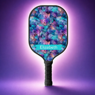 Blauw en Paars Opal Kristal Gepersonaliseerd Pickleball Paddle