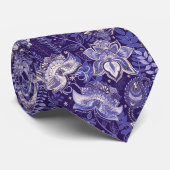 Blauw en paars paisley stropdas (Opgerold)