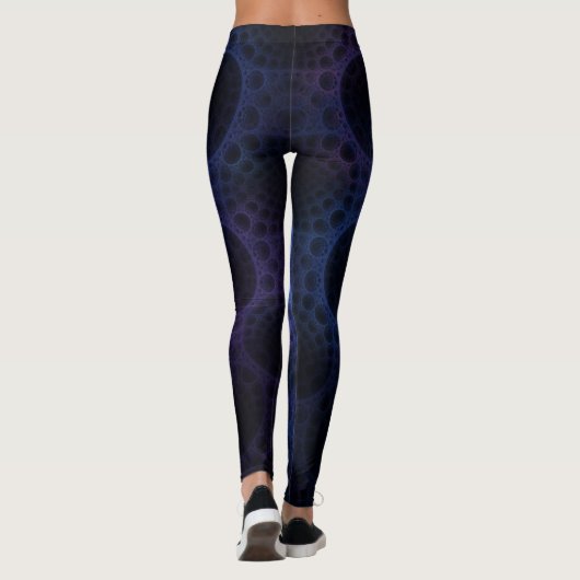 Blauw en Paars poreus patroon Leggings (Achterkant)