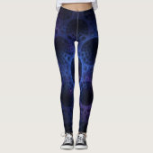 Blauw en Paars poreus patroon Leggings (Voorkant)