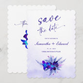 Blauw en Paars Save the Date Kaart Ideeën (Voorkant / Achterkant)