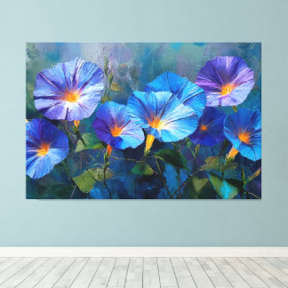 Blauw en Paars Schilderij Abstracte Wandkunst Canvas Afdruk