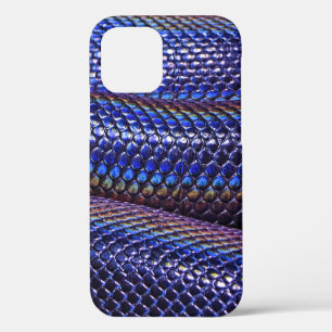 Blauw en paars slangenhuid iPhone 12 hoesje