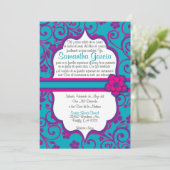 Blauw en Paars Spaans Quinceañera Kaart (Staand voorkant)