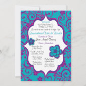 Blauw en Paars Spaans Quinceañera Kaart (Achterkant)