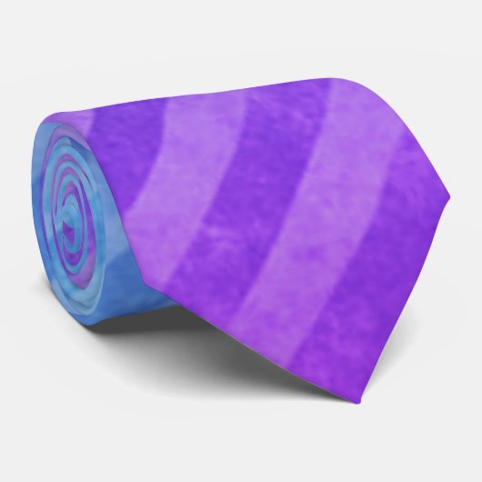 Blauw en Paars stripe patroon Stropdas (Opgerold)