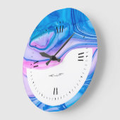 Blauw en paars stromend geodeinkontwerp grote klok (Hoek)
