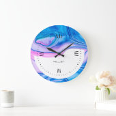 Blauw en paars stromend geodeinkontwerp grote klok (Huis)