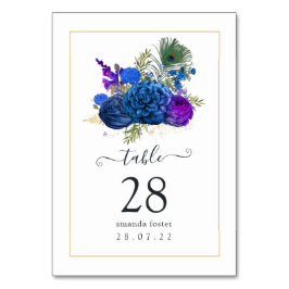 Blauw en Paars Vintage Pauw Bloemmotief Kaart