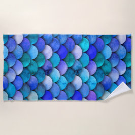 Blauw en paars zeemeerpatroon op schaal strandlaken