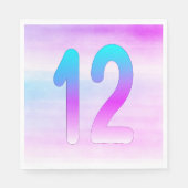 Blauw en Paarse 12e Verjaardags Papier Servet (Voorkant)