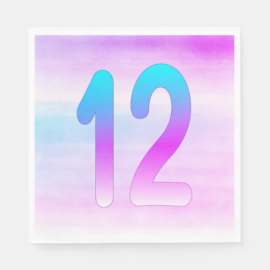 Blauw en Paarse 12e Verjaardags Papier Servet (Voorkant)