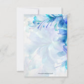 Blauw en Paarse Abstracte Bloemen Bruiloft Kaart (Achterkant)