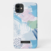 Blauw en Paarse Abstracte Patroon Monogram Case-Mate iPhone Case (Achterkant)